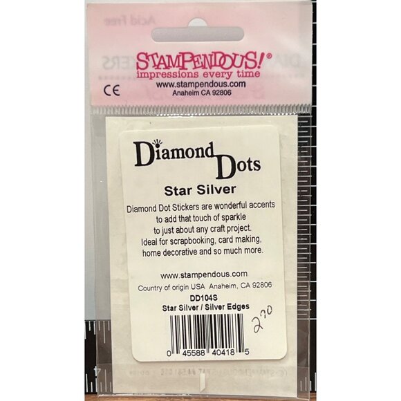 HTF Stampendous! Diamond Dots Silver Star Stickers Embellishment DD104S - Picture 2 of 2